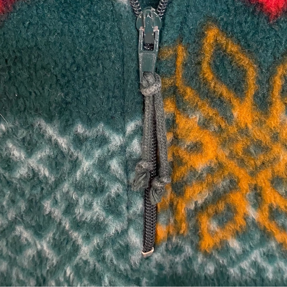 Victorias Secret Country Green Fleece 1/4 Zip Pullover Fair Isle Size Small - Picture 8 of 9